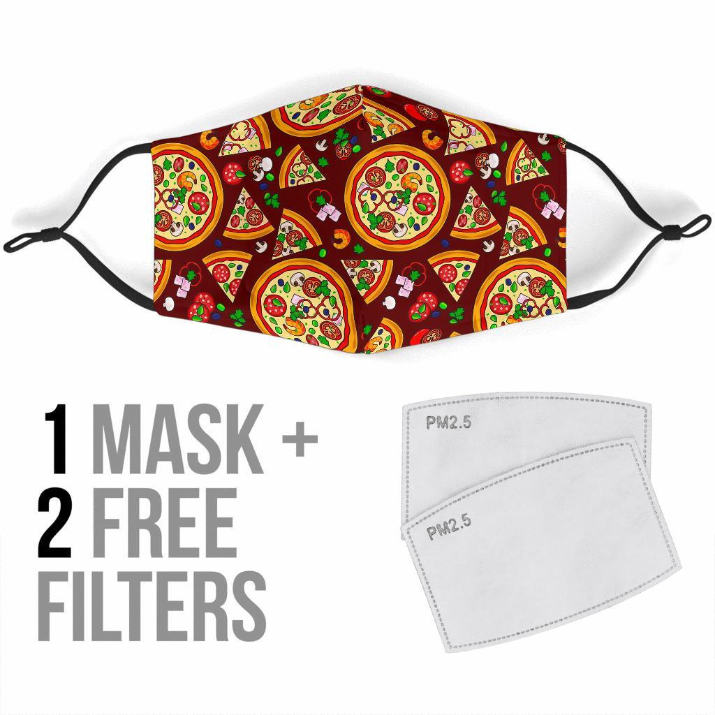 Pizza Print Pattern Face Mask-grizzshop