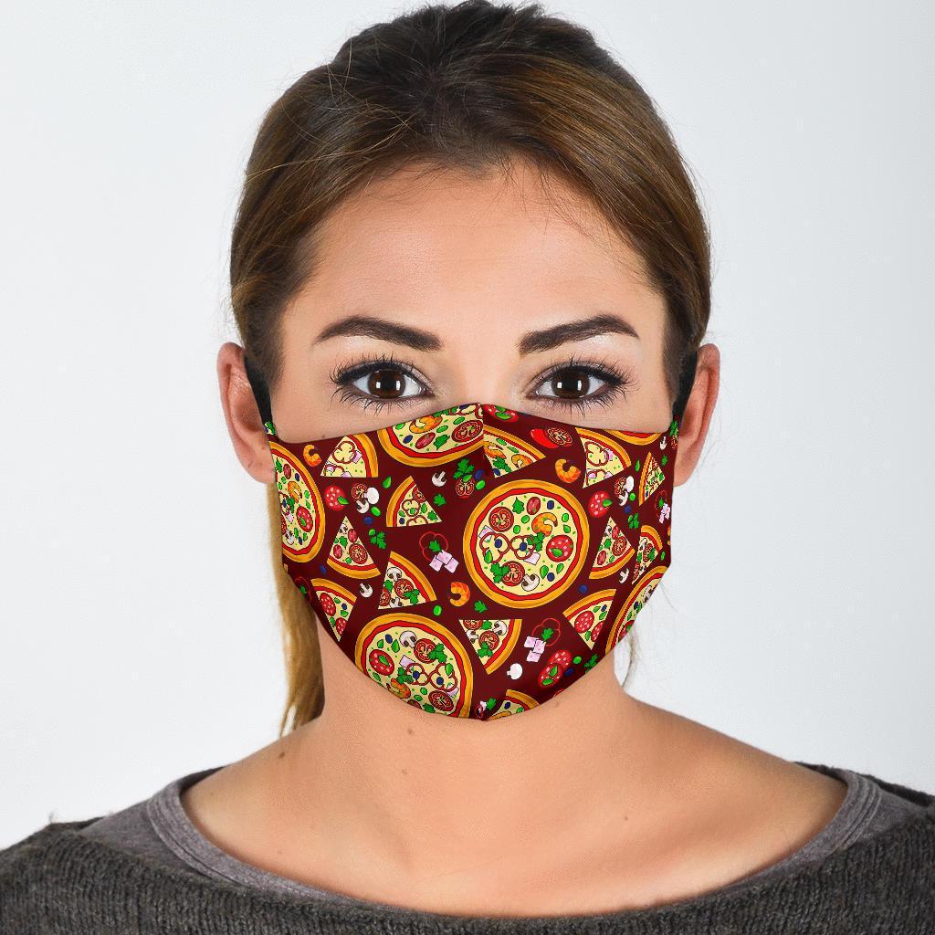 Pizza Print Pattern Face Mask-grizzshop