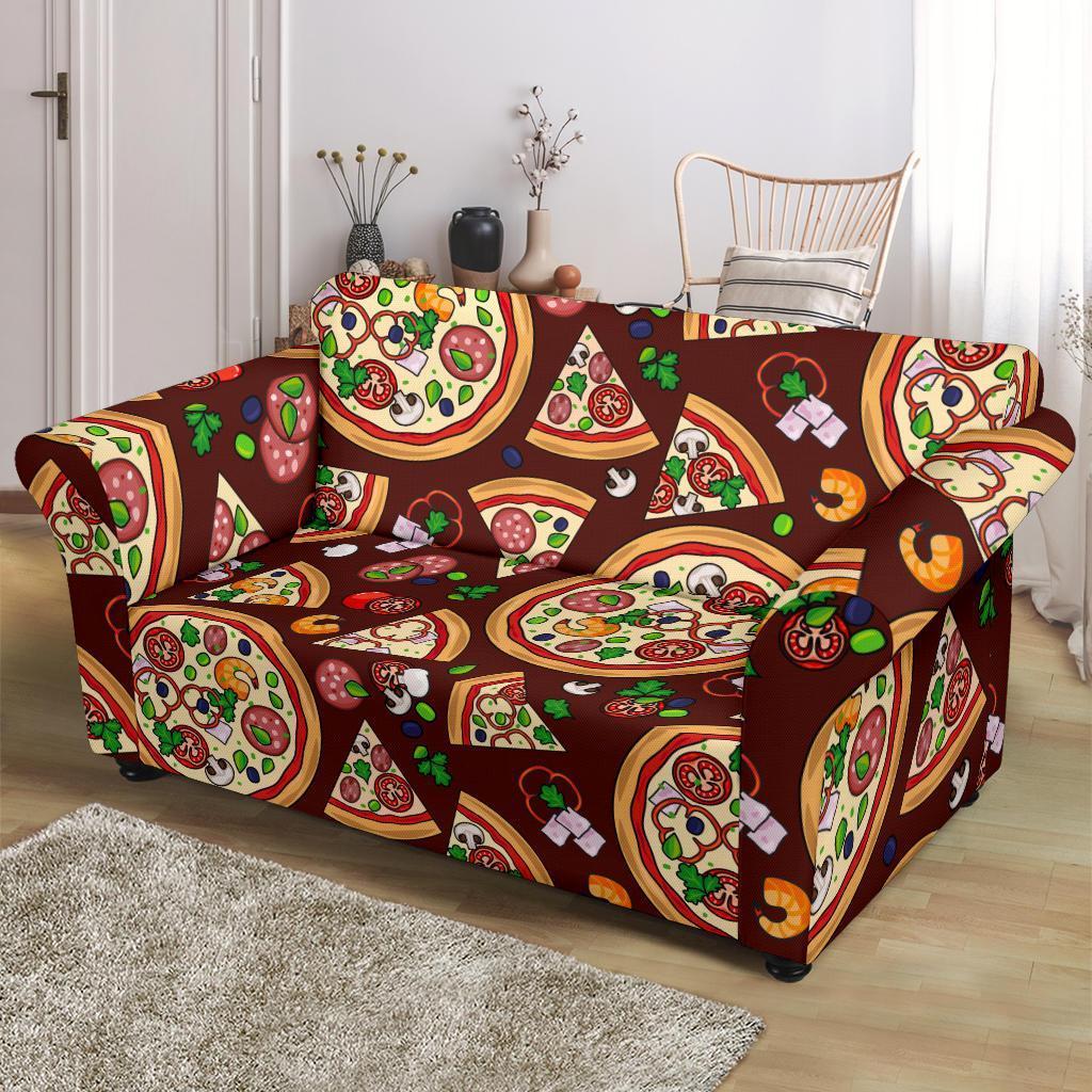 Pizza Print Pattern Loveseat Cover-grizzshop