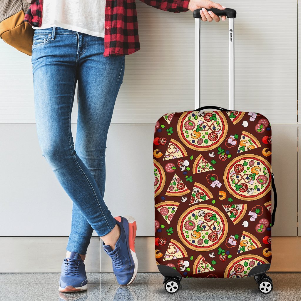 Pizza Print Pattern Luggage Cover Protector-grizzshop