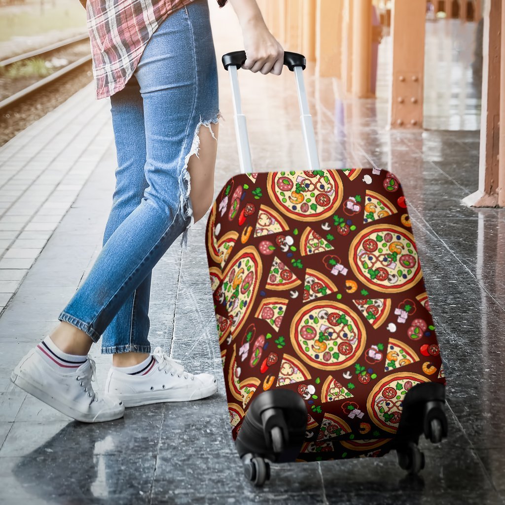 Pizza Print Pattern Luggage Cover Protector-grizzshop