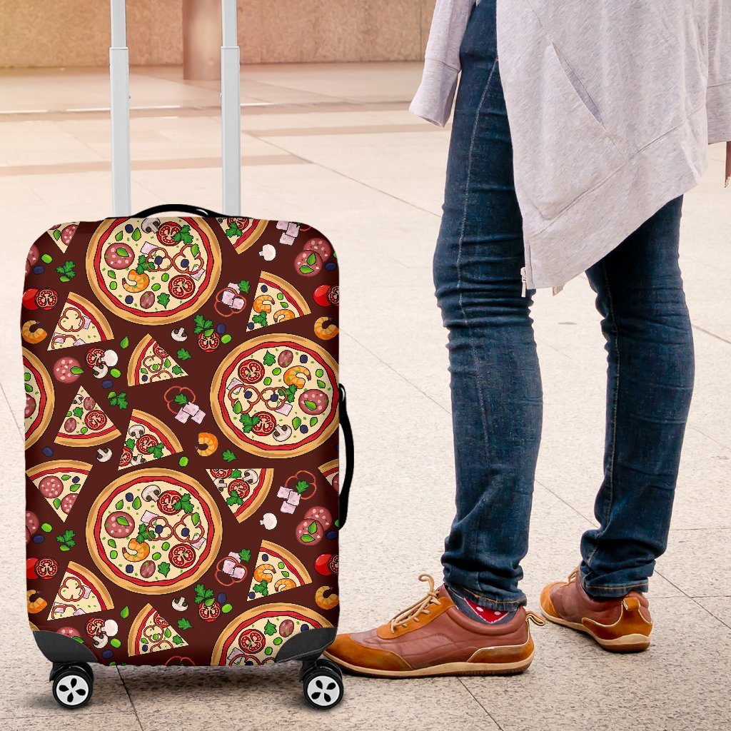 Pizza Print Pattern Luggage Cover Protector-grizzshop