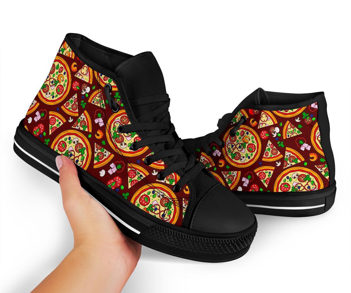 Pizza Print Pattern Men Women's High Top Shoes-grizzshop