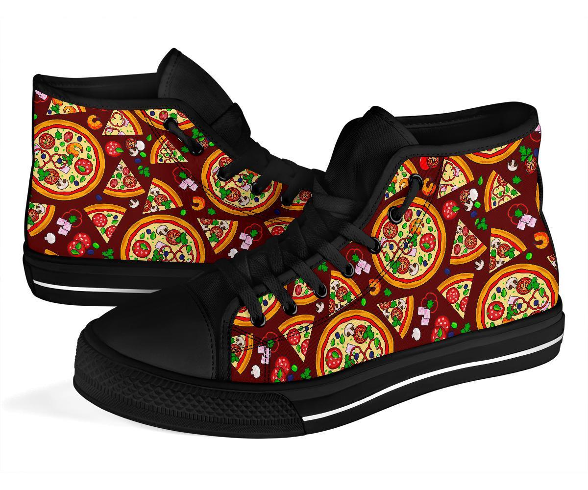 Pizza Print Pattern Men Women's High Top Shoes-grizzshop