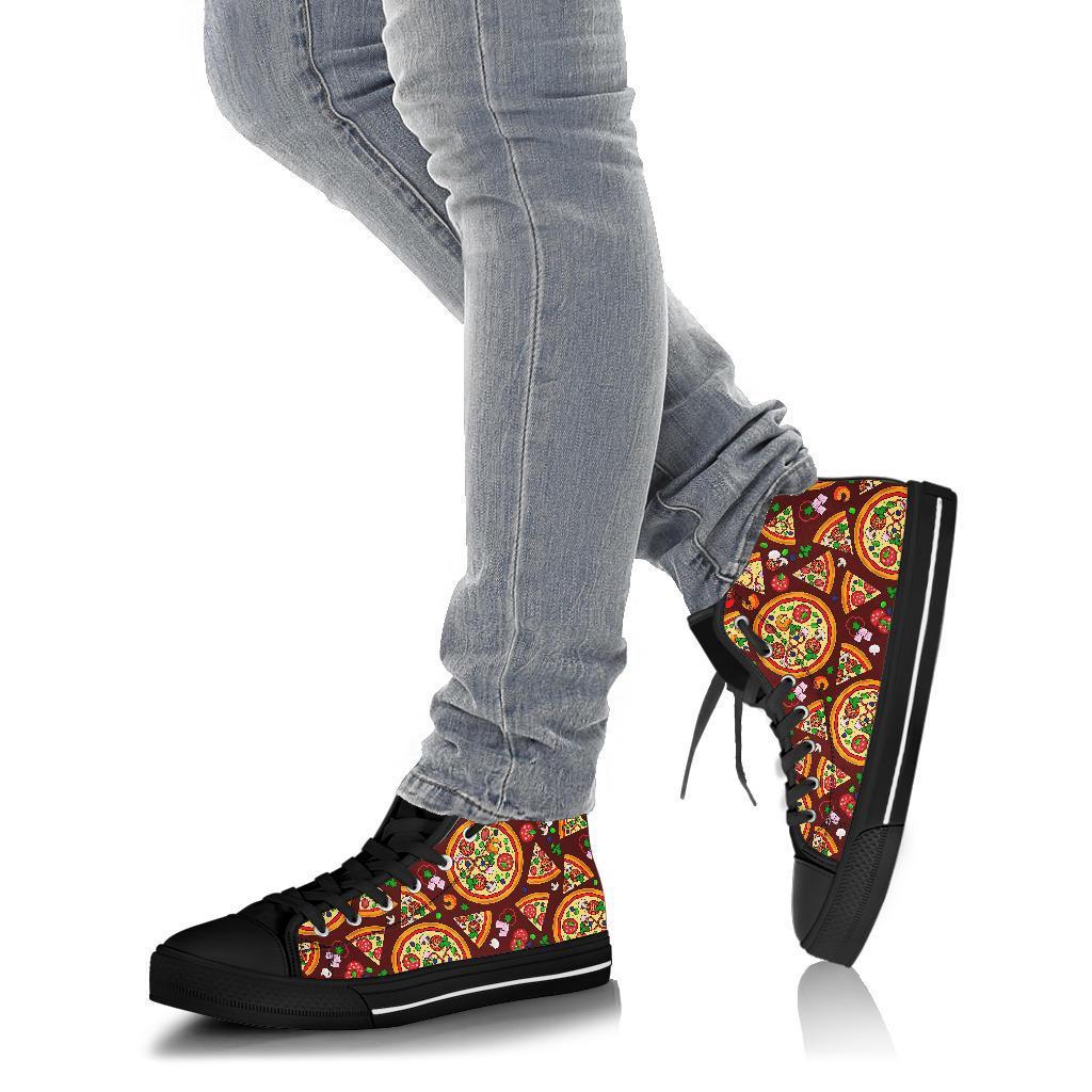 Pizza Print Pattern Men Women's High Top Shoes-grizzshop