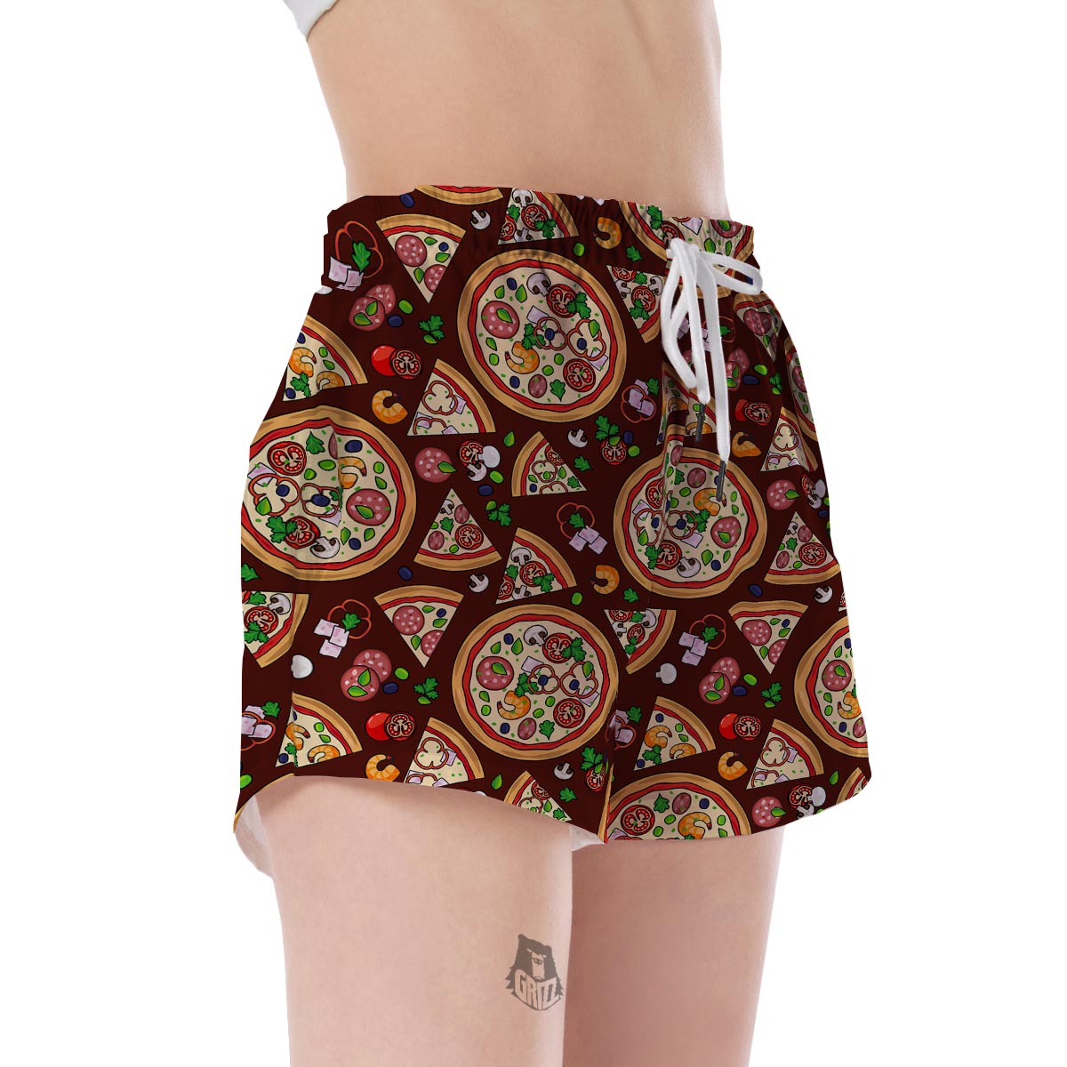 Pizza Print Pattern Women's Shorts-grizzshop