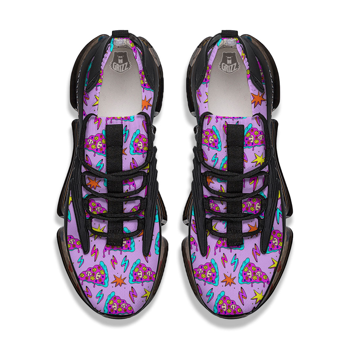 Pizza Psychedelic Print Pattern Black Gym Shoes-grizzshop