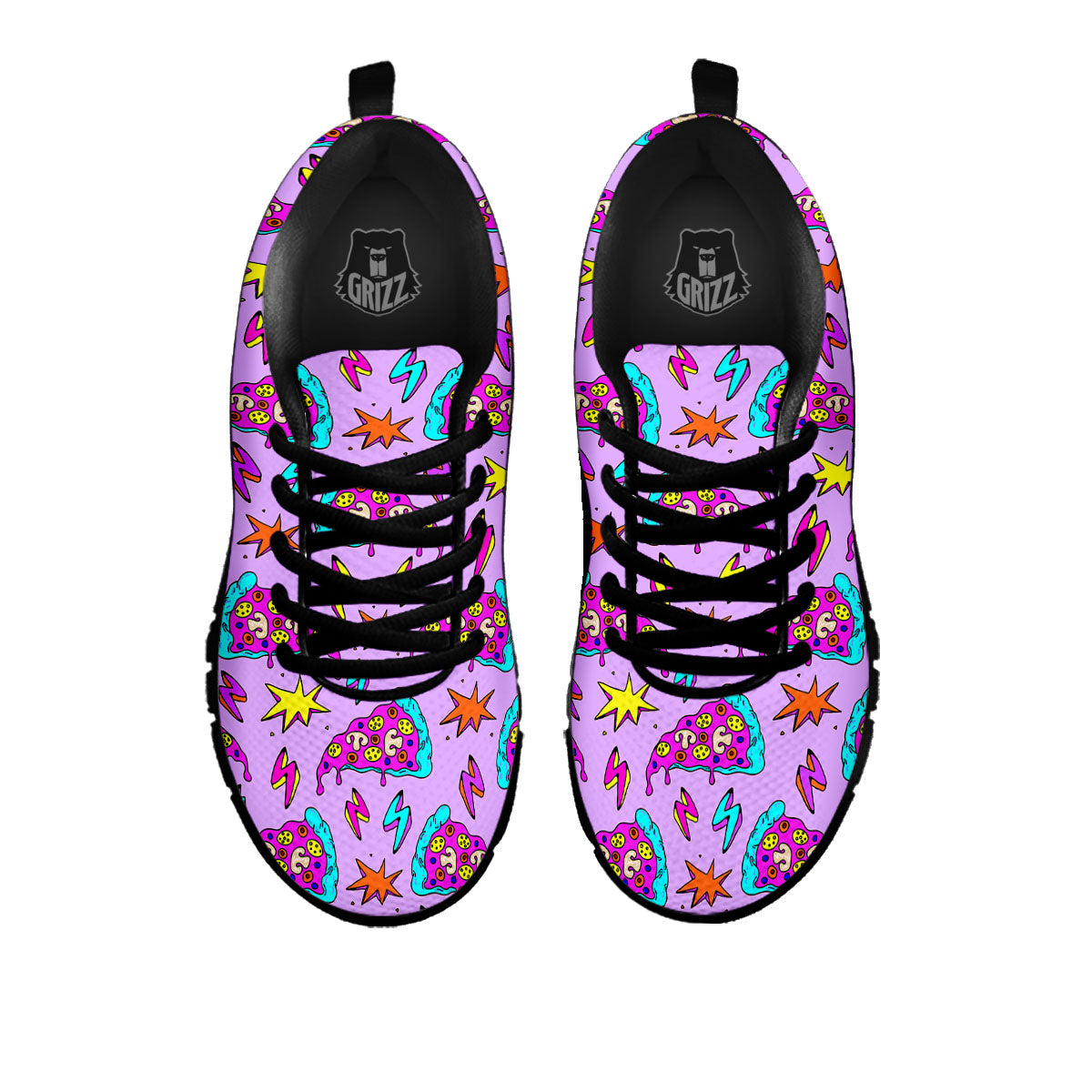 Pizza Psychedelic Print Pattern Black Sneaker-grizzshop
