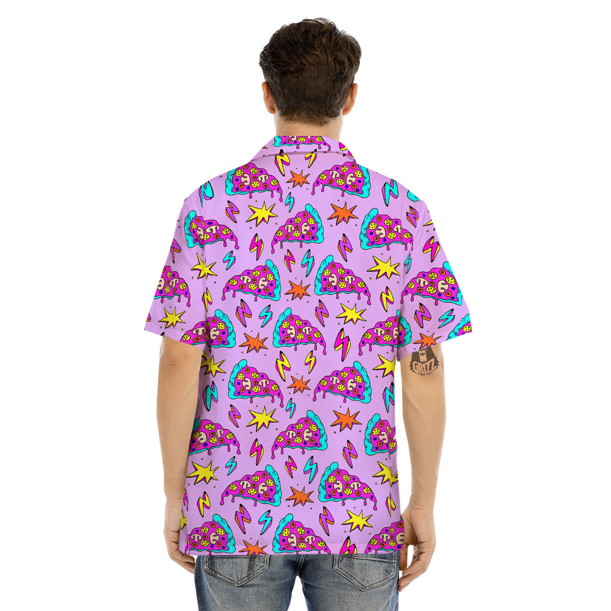 Pizza Psychedelic Print Pattern Men's Hawaiian Shirt-grizzshop