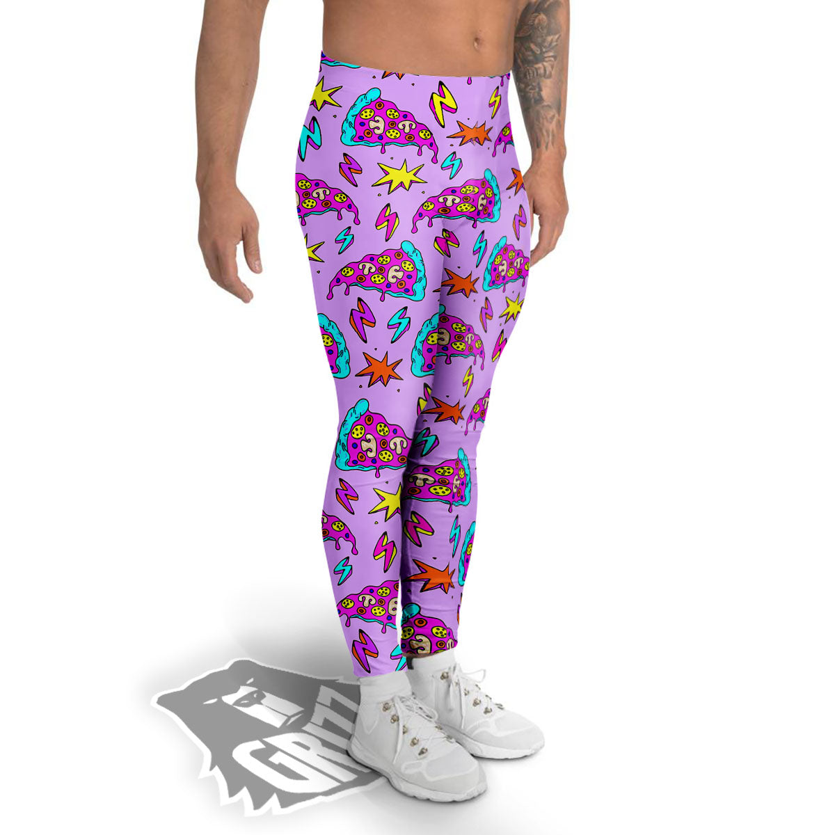 Pizza Psychedelic Print Pattern Men's Leggings-grizzshop