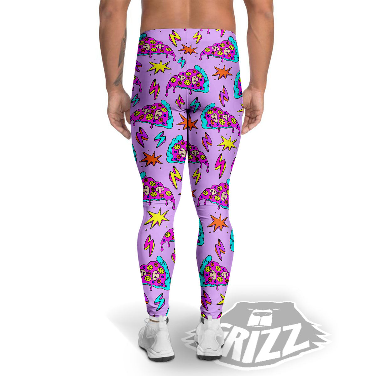 Pizza Psychedelic Print Pattern Men's Leggings-grizzshop