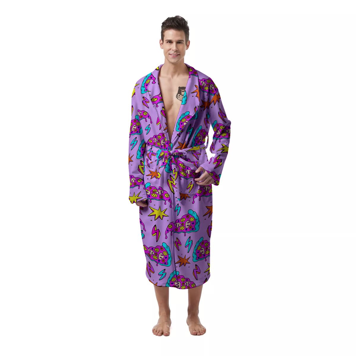 Pizza Psychedelic Print Pattern Men's Robe-grizzshop