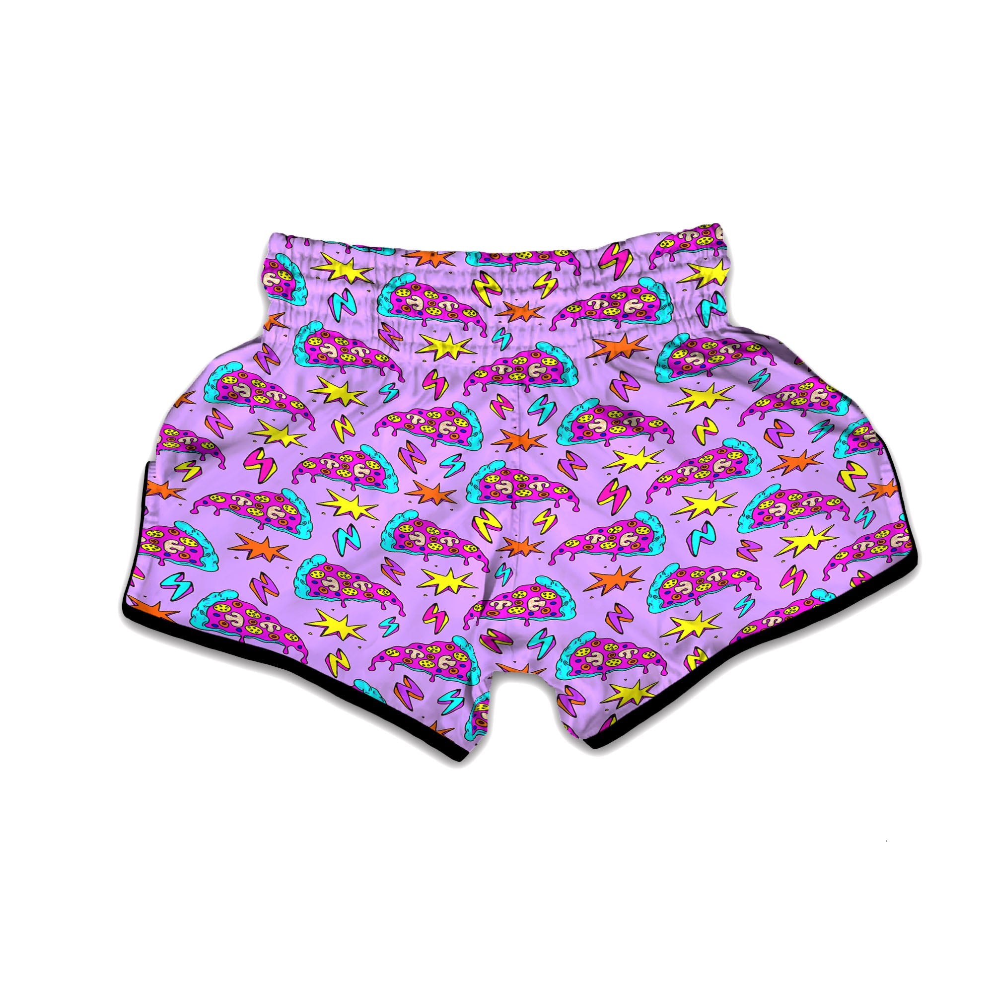 Pizza Psychedelic Print Pattern Muay Thai Boxing Shorts-grizzshop