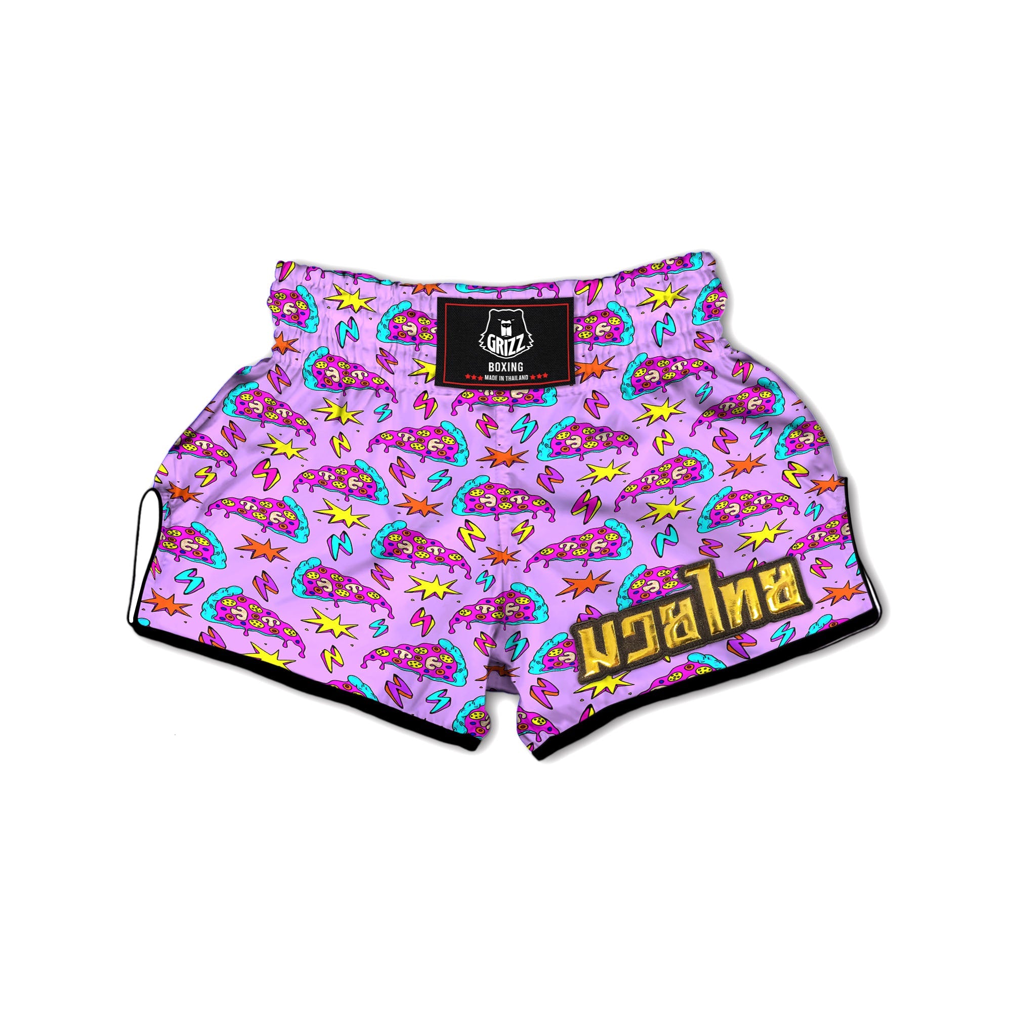 Pizza Psychedelic Print Pattern Muay Thai Boxing Shorts-grizzshop