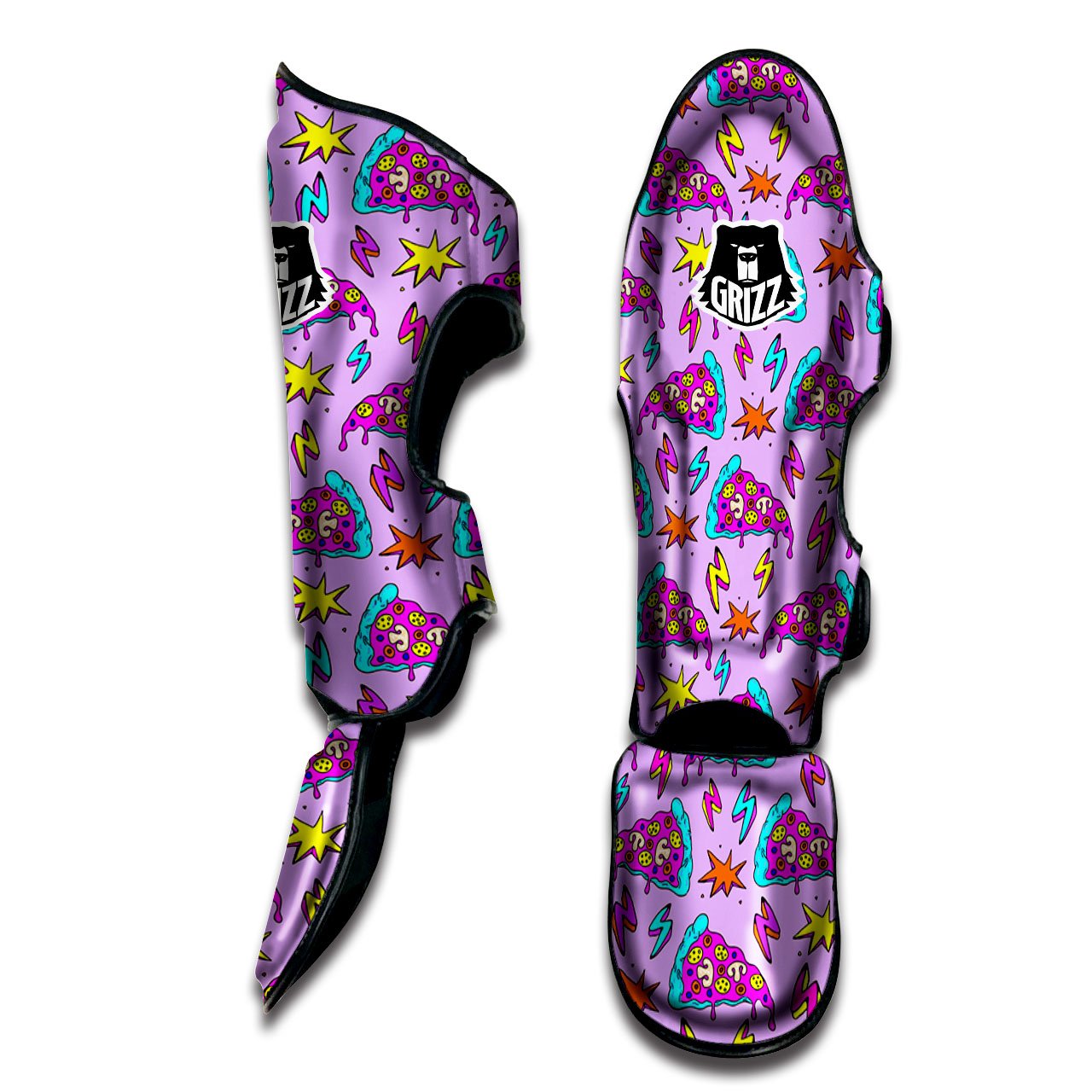 Pizza Psychedelic Print Pattern Muay Thai Shin Guards-grizzshop