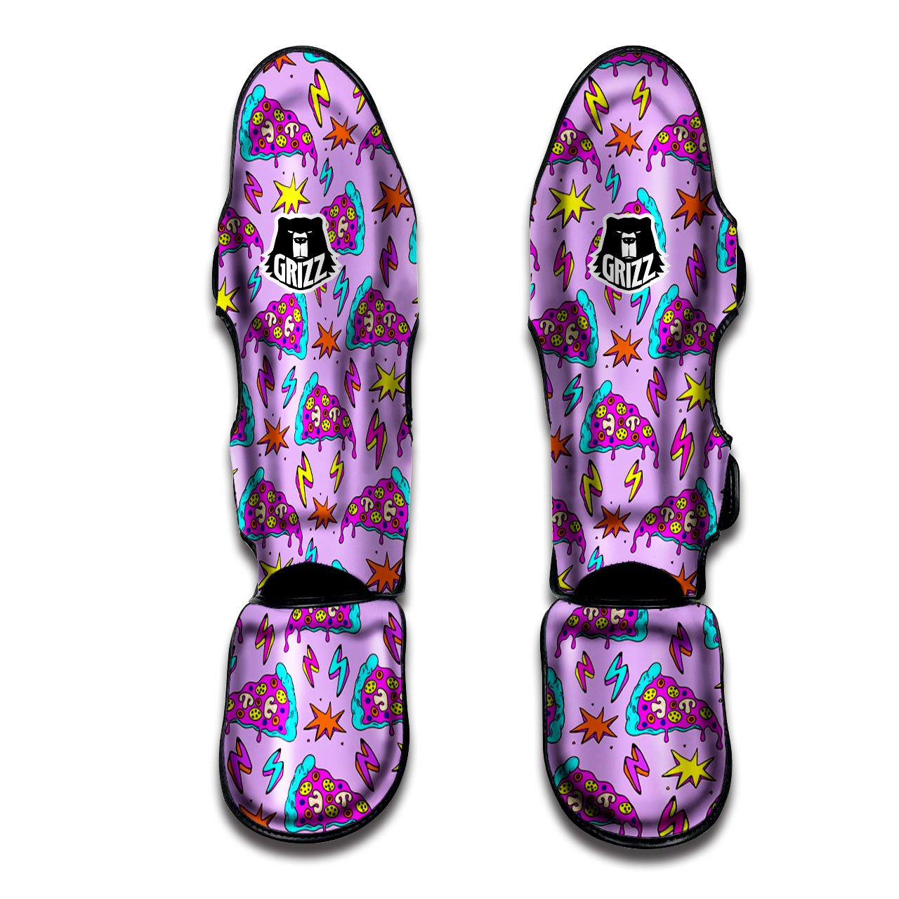 Pizza Psychedelic Print Pattern Muay Thai Shin Guards-grizzshop
