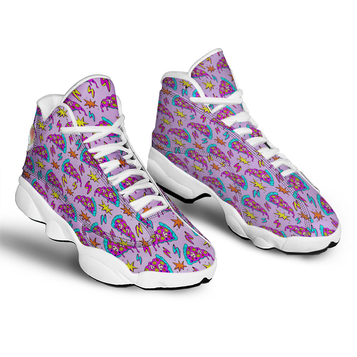 Pizza Psychedelic Print Pattern White Basketball Shoes-grizzshop