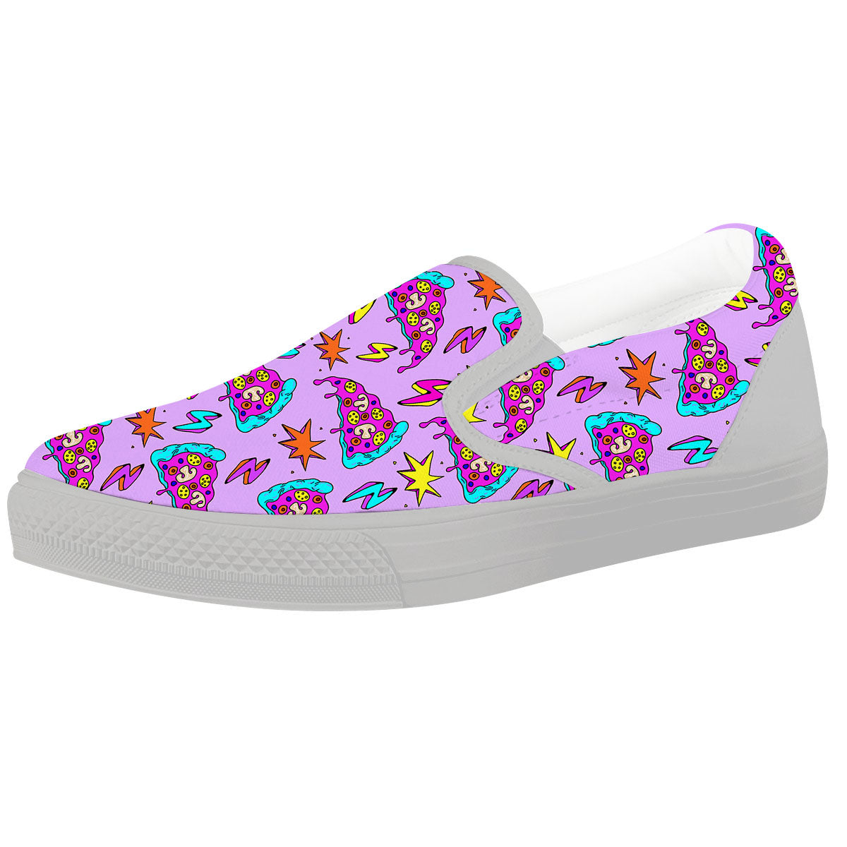 Pizza Psychedelic Print Pattern White Slip On Shoes-grizzshop