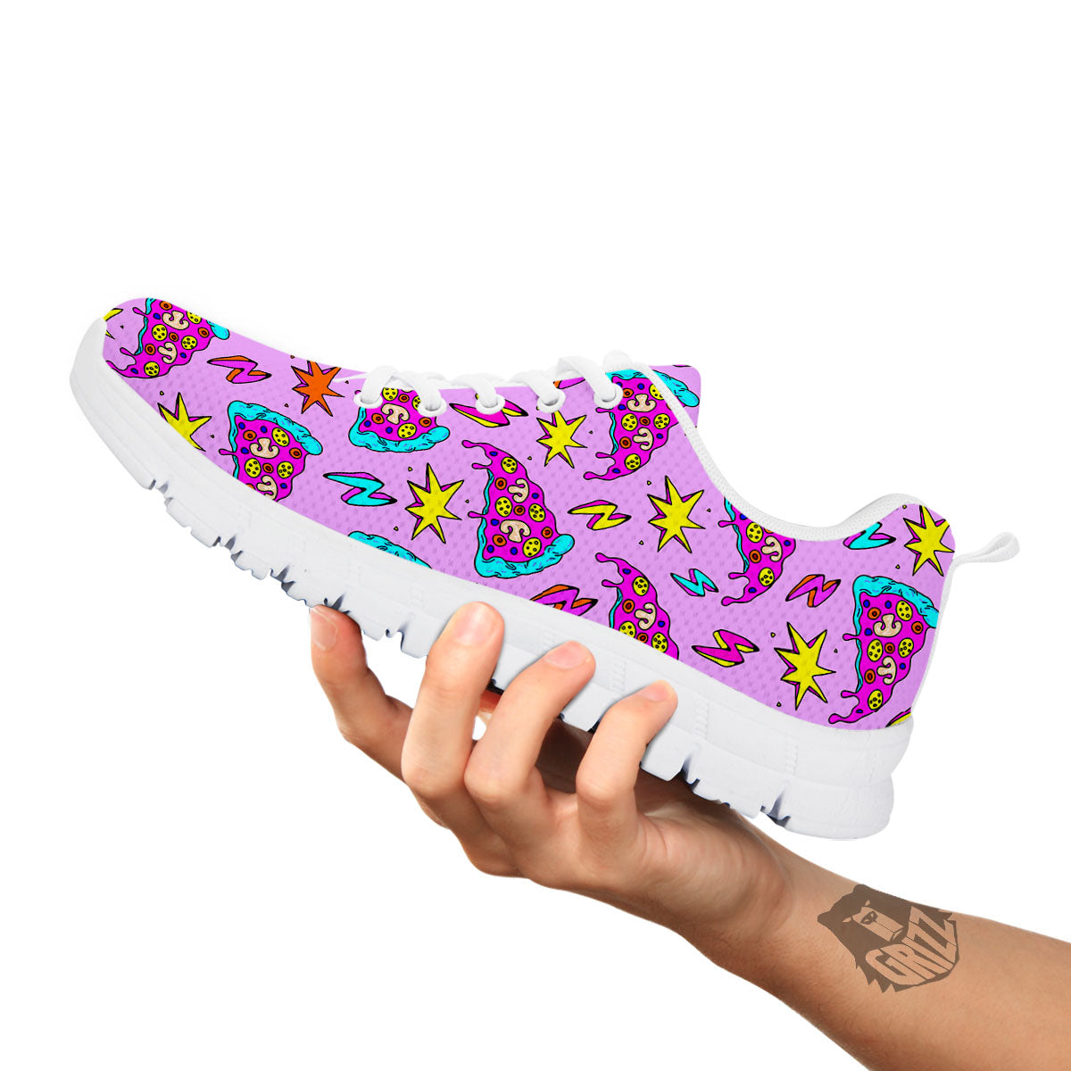 Pizza Psychedelic Print Pattern White Sneaker-grizzshop