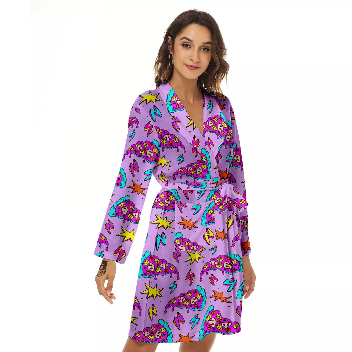 Pizza Psychedelic Print Pattern Women's Robe-grizzshop