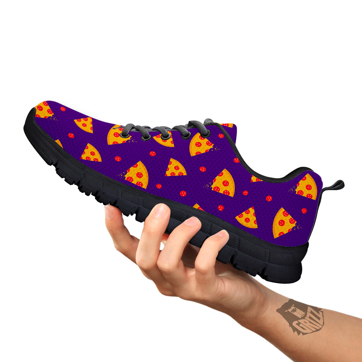 Pizza Purple Print Pattern Black Sneaker-grizzshop