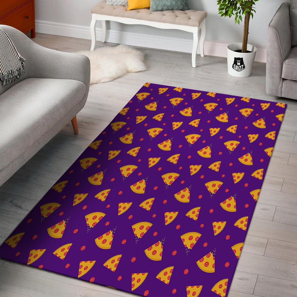 Pizza Purple Print Pattern Floor Mat-grizzshop