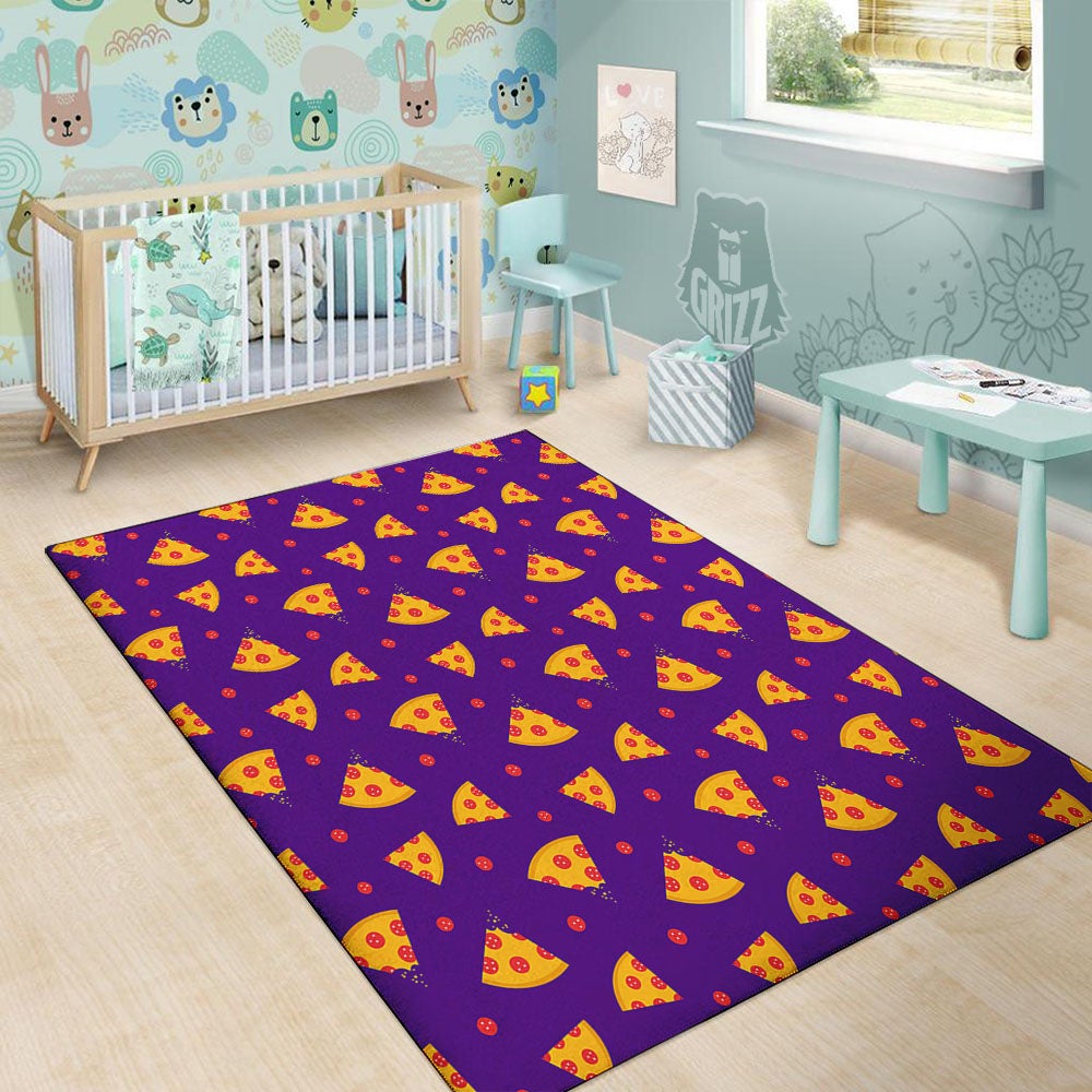 Pizza Purple Print Pattern Floor Mat-grizzshop