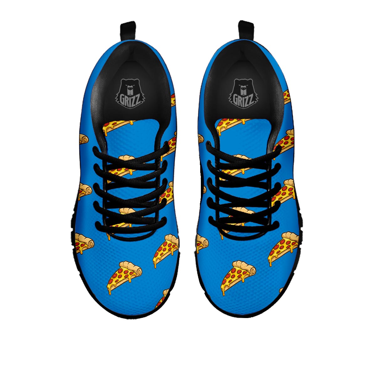 Pizza Teal Print Pattern Black Sneaker-grizzshop