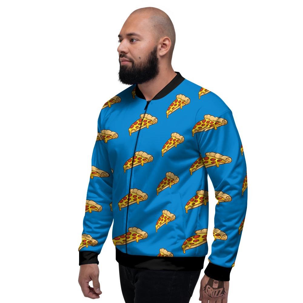 Pizza Teal Print Pattern Men's Bomber Jacket-grizzshop