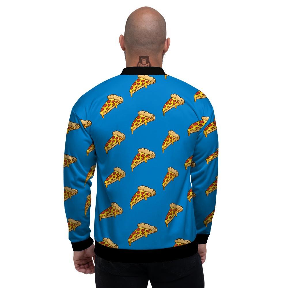 Pizza Teal Print Pattern Men's Bomber Jacket-grizzshop