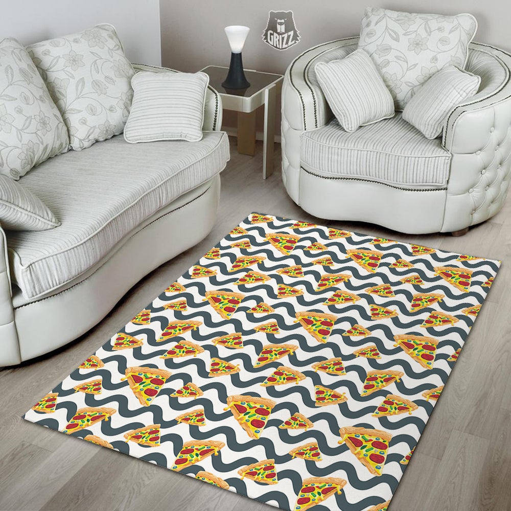 Pizza Zigzag Print Pattern Floor Mat-grizzshop