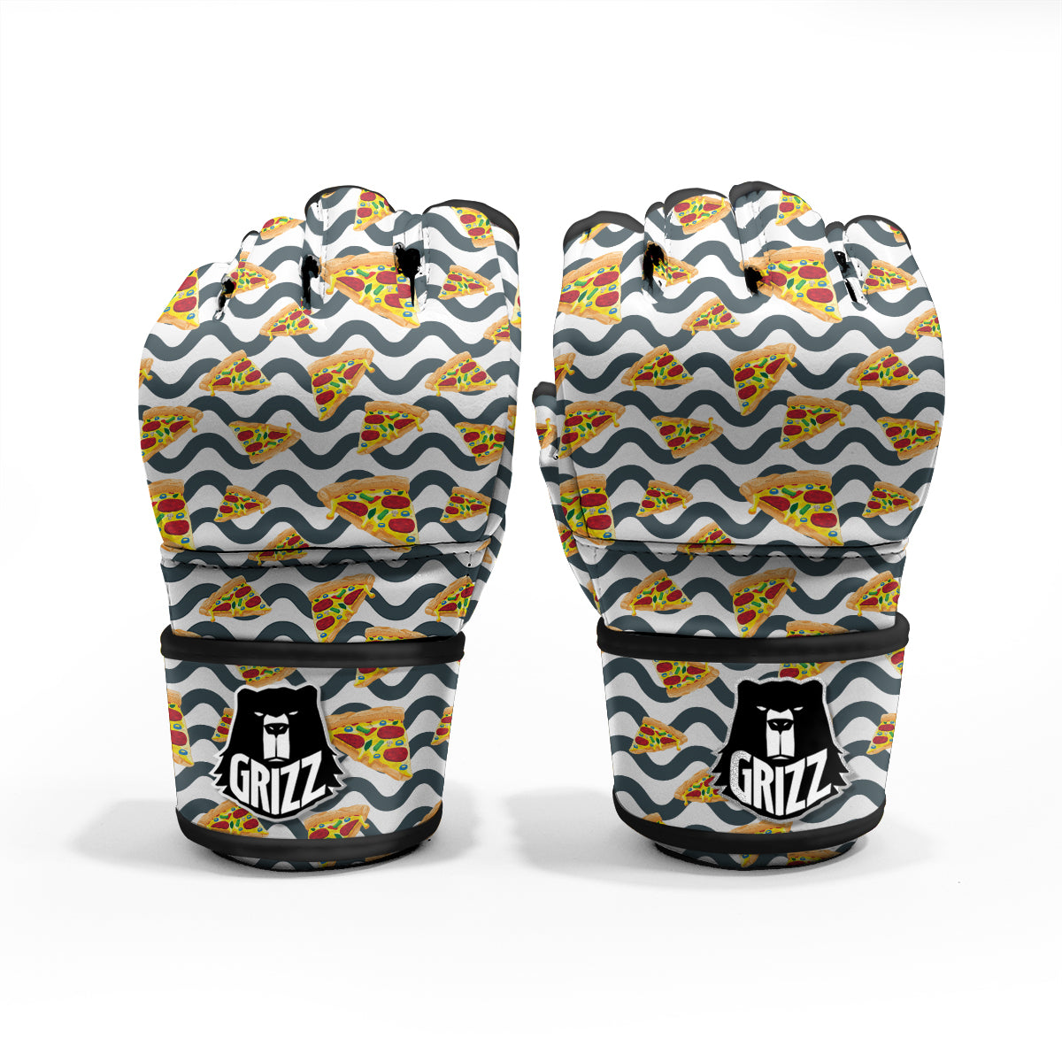 Pizza Zigzag Print Pattern MMA Gloves-grizzshop