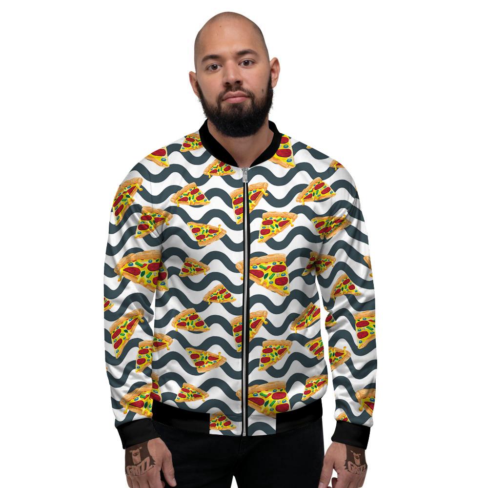 Pizza Zigzag Print Pattern Men's Bomber Jacket-grizzshop