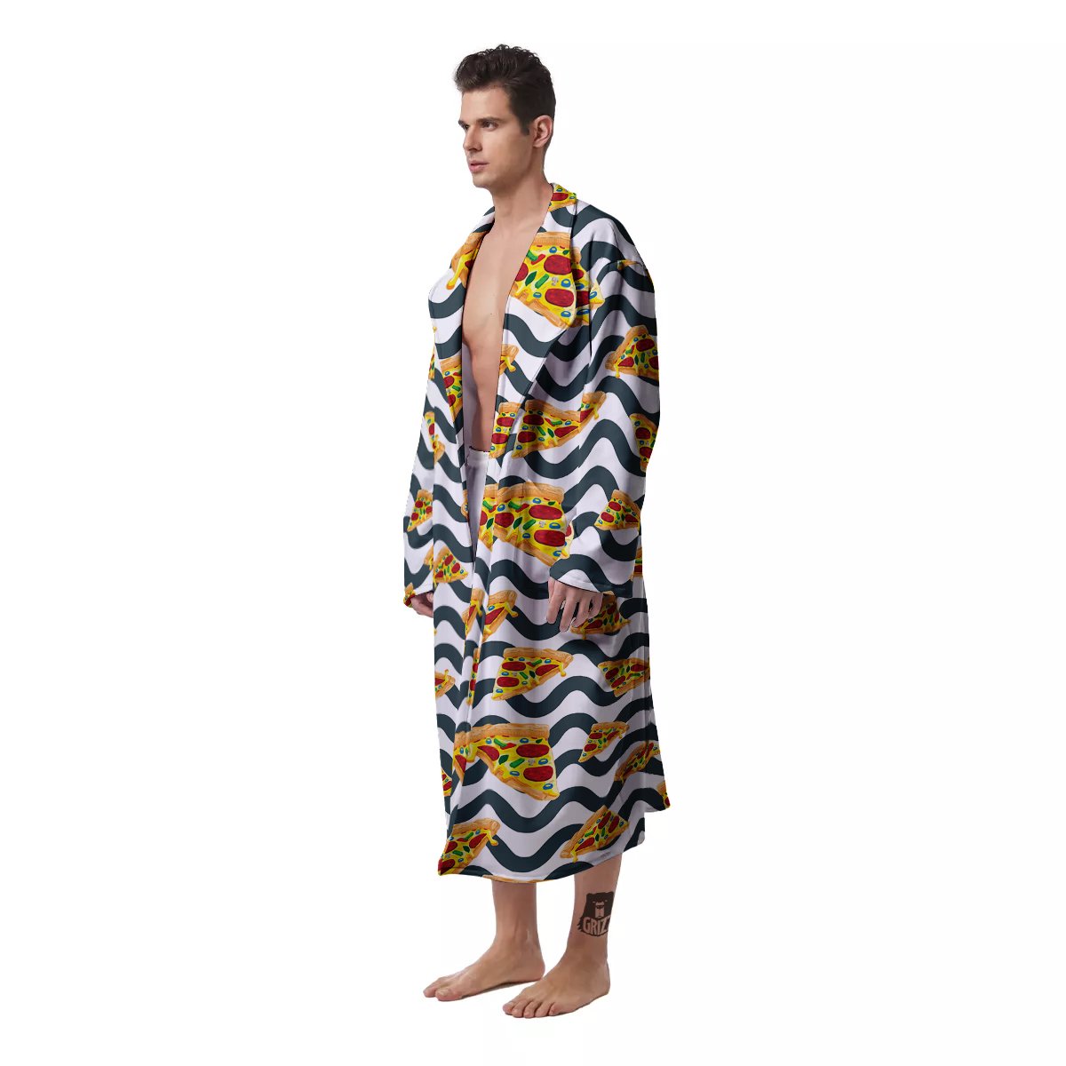 Pizza Zigzag Print Pattern Men's Robe-grizzshop