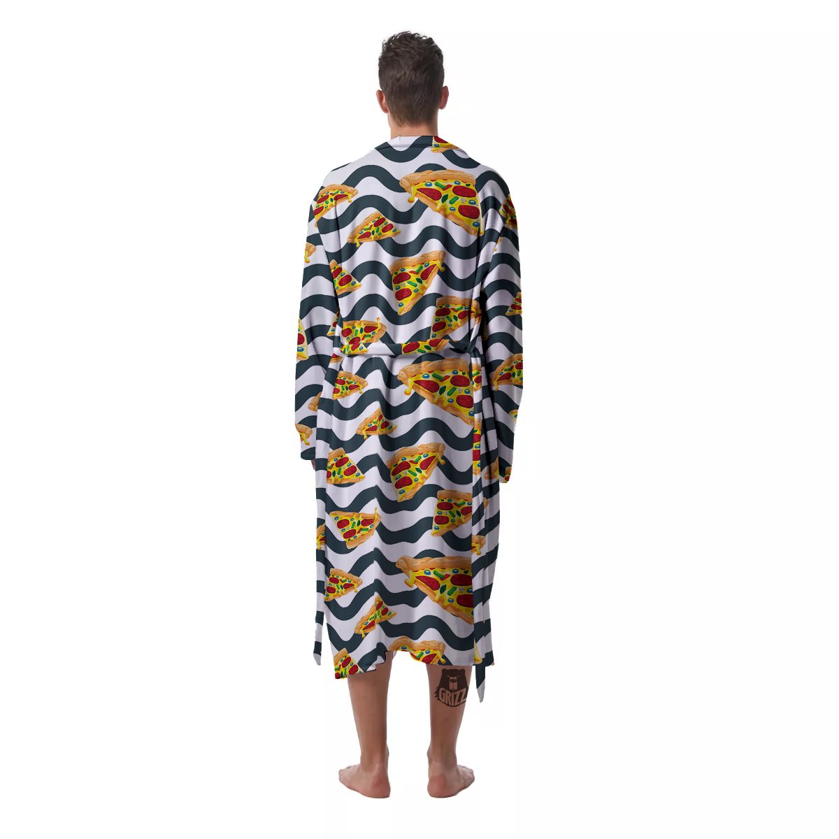 Pizza Zigzag Print Pattern Men's Robe-grizzshop