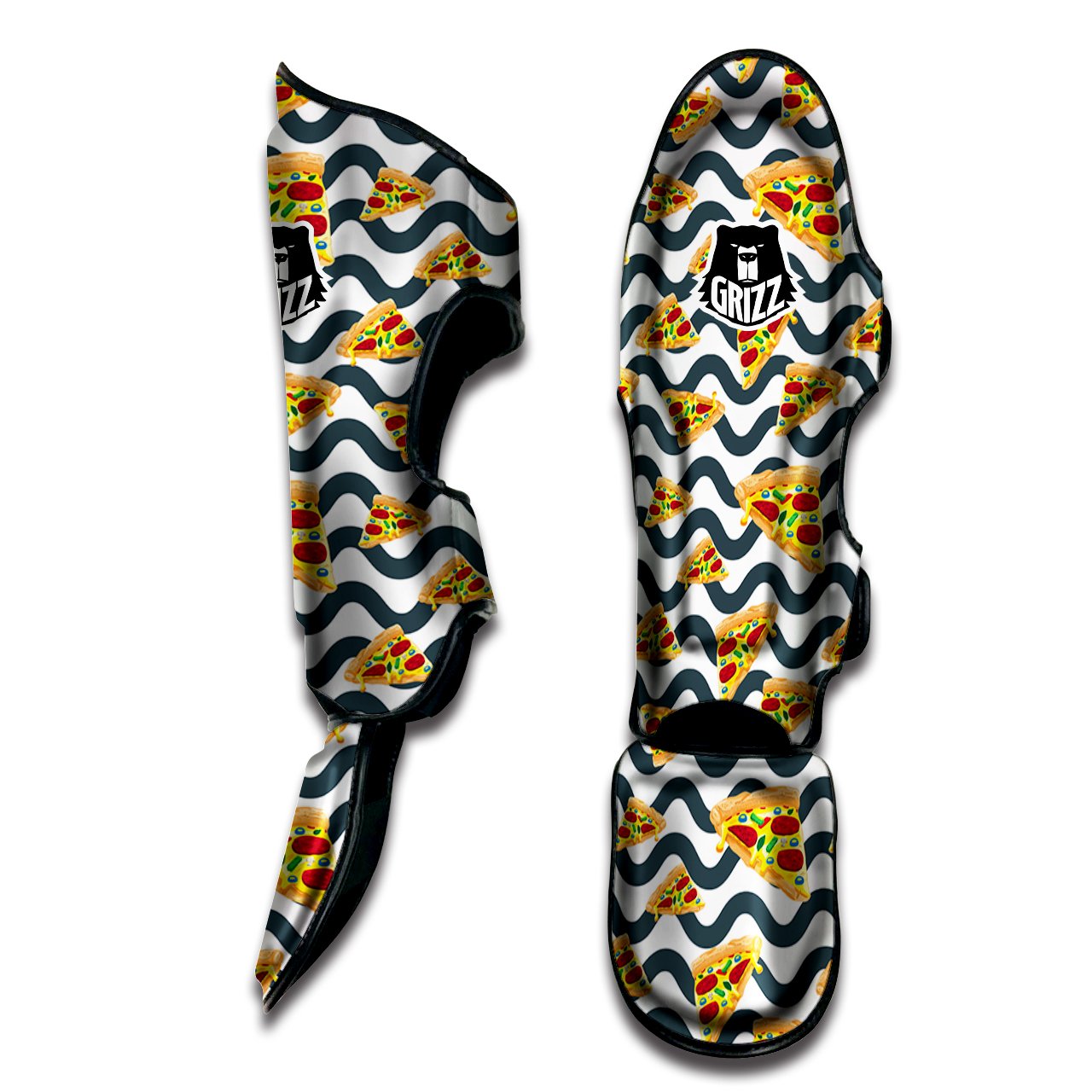 Pizza Zigzag Print Pattern Muay Thai Shin Guards-grizzshop