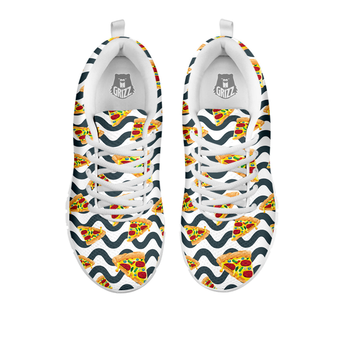 Pizza Zigzag Print Pattern White Sneaker-grizzshop