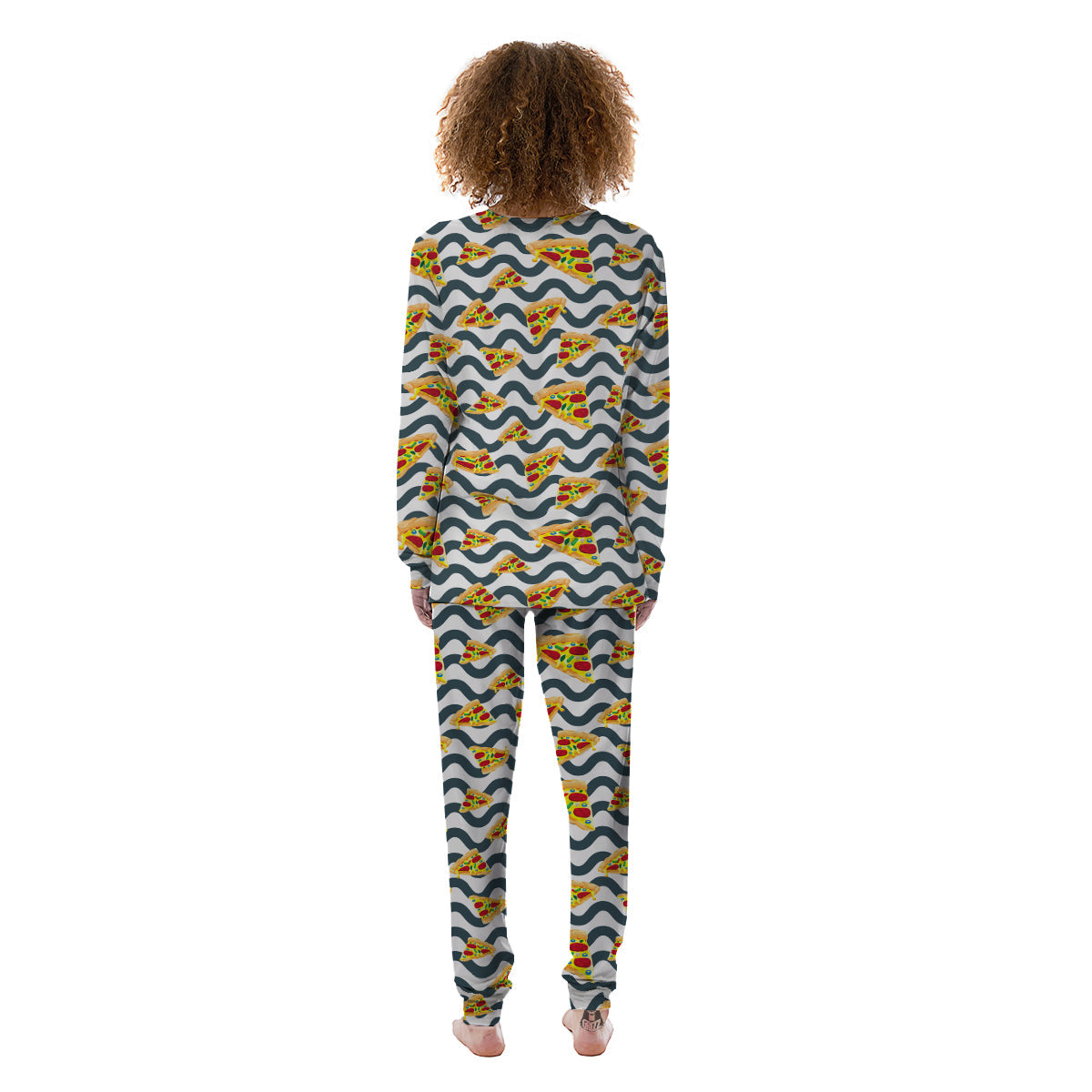 Pizza Zigzag Print Pattern Women's Pajamas-grizzshop