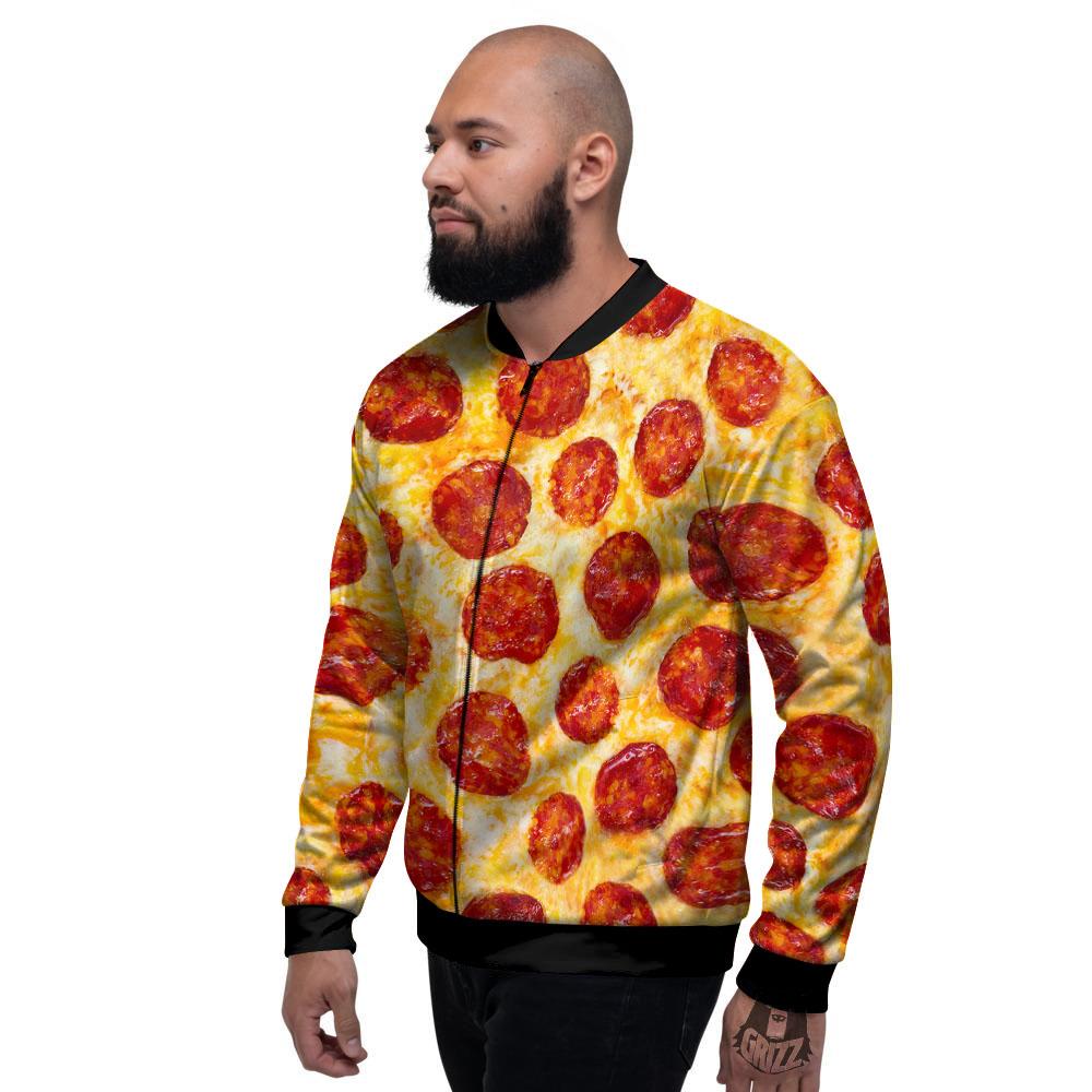Pizza Pepperoni Print Men's Bomber Jacket-grizzshop