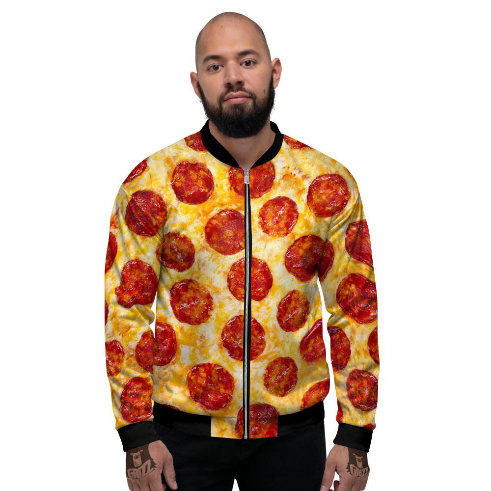 Pizza Pepperoni Print Men's Bomber Jacket-grizzshop