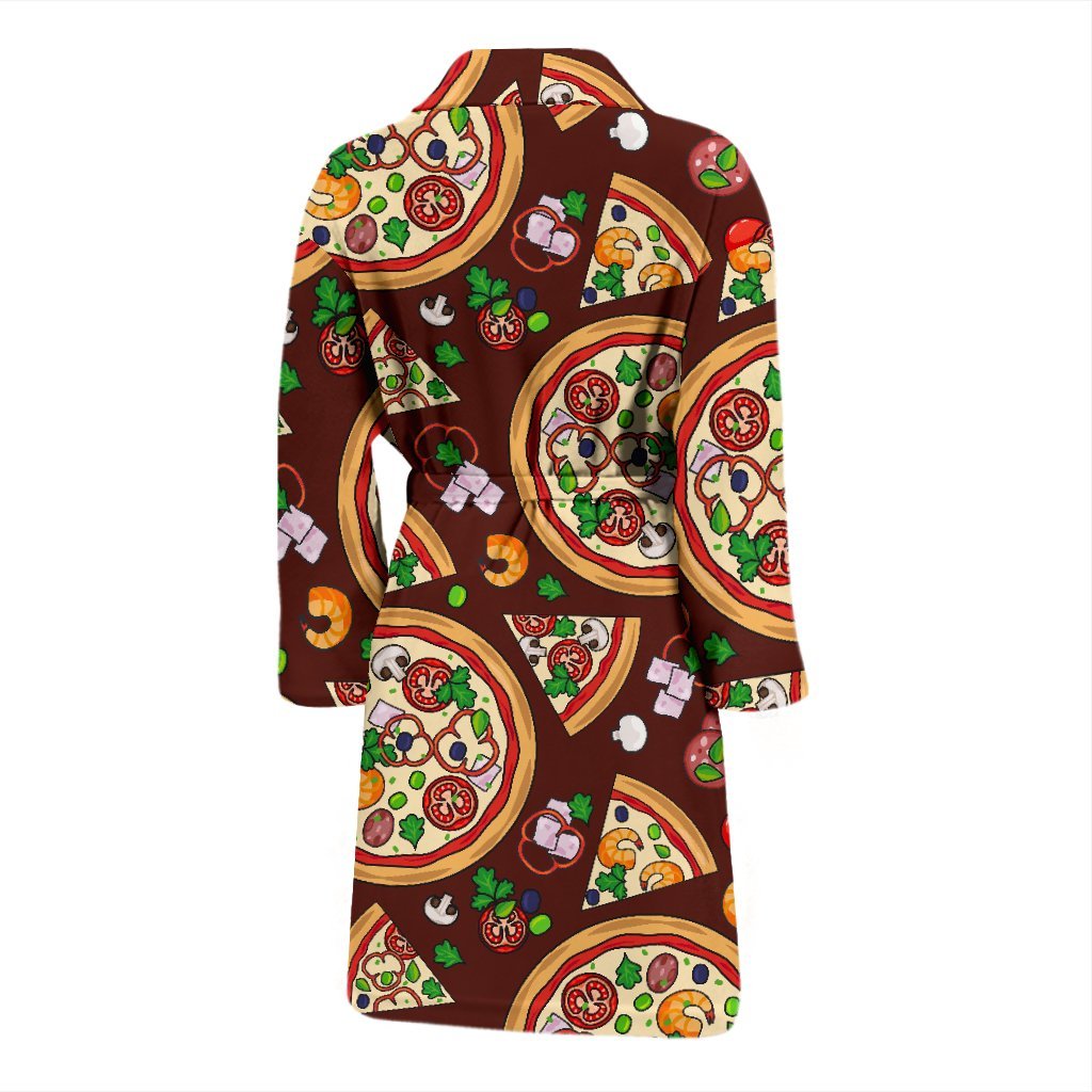 Pizza Print Pattern Men Long Robe-grizzshop