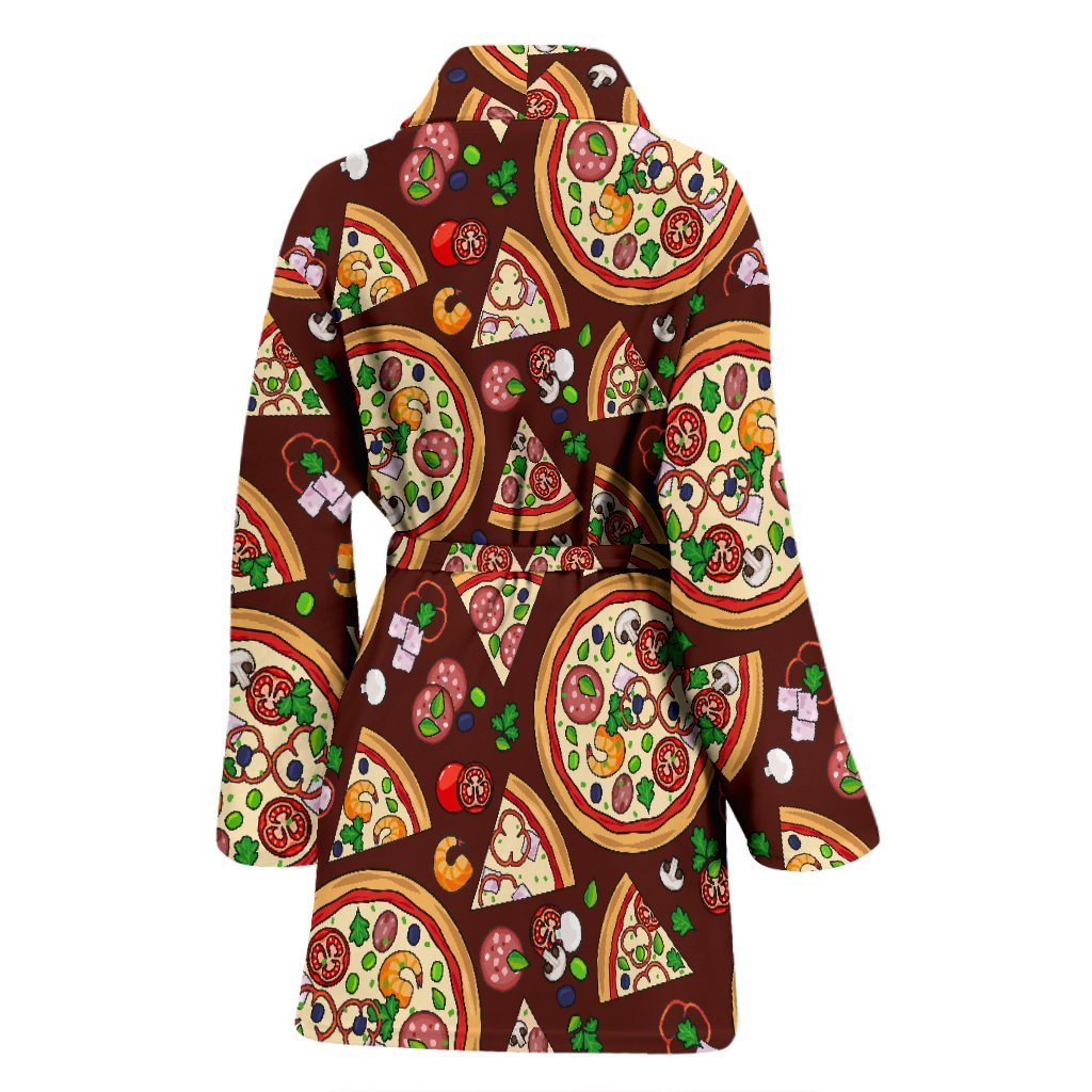 Pizza Print Pattern Pattern Print Women Long Robe-grizzshop
