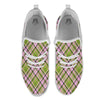 Plaid Green And Pink Print Pattern White Athletic Shoes-grizzshop