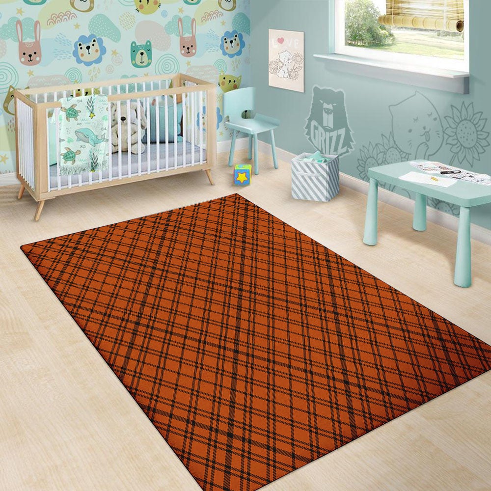 Plaid Halloween Print Pattern Floor Mat-grizzshop
