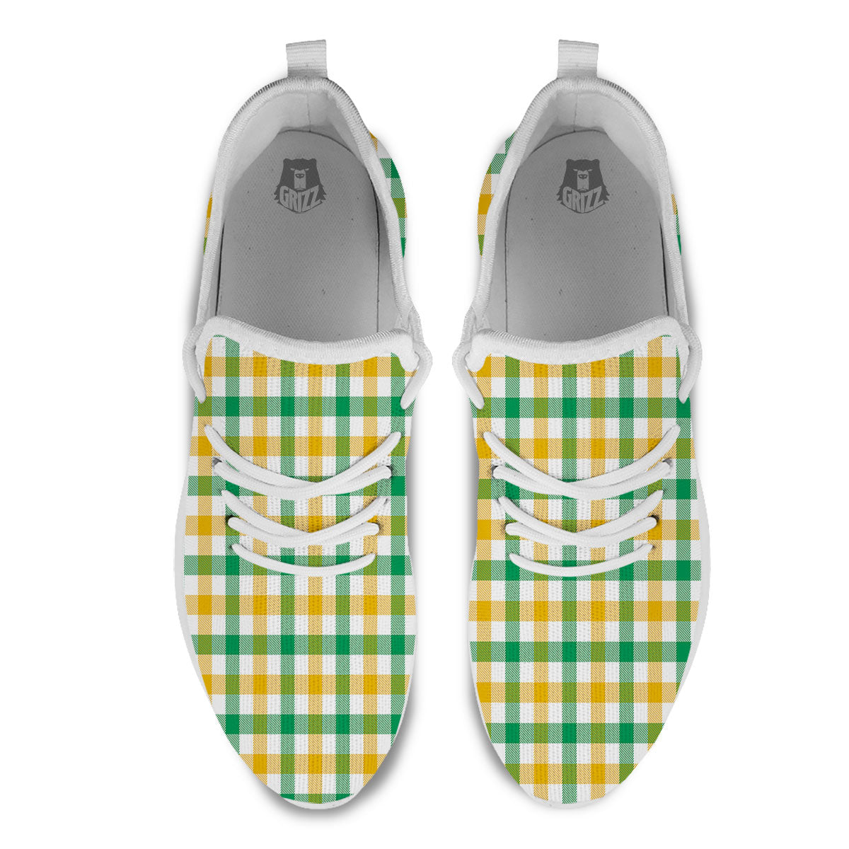 Plaid Irish Buffalo Print Pattern White Athletic Shoes-grizzshop