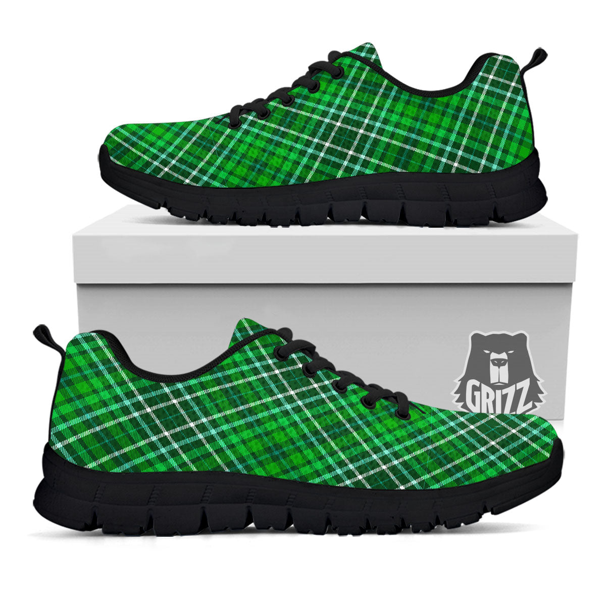 Plaid Irish Print Pattern Black Sneaker-grizzshop
