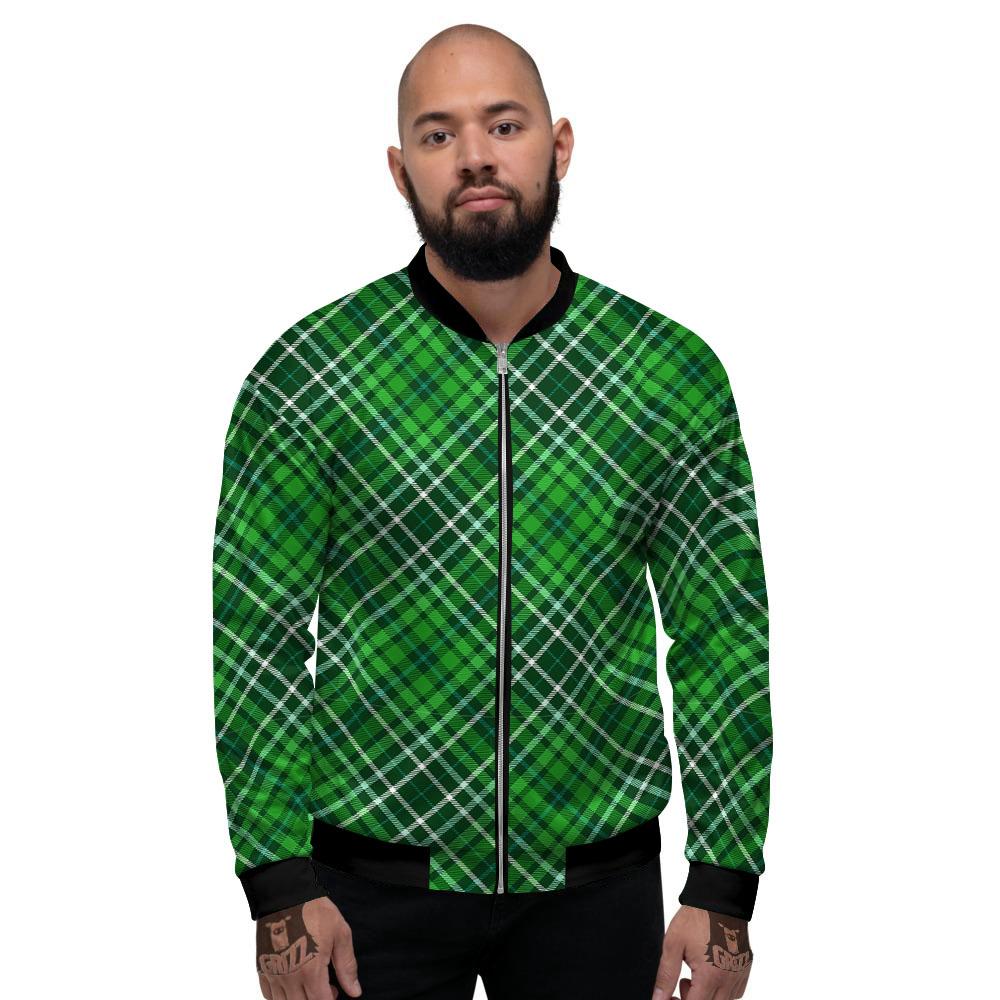 Plaid Irish Print Pattern Men's Bomber Jacket-grizzshop