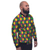 Plaid Mardi Gras Print Pattern Men's Bomber Jacket-grizzshop