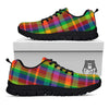 Plaid Rainbow Print Pattern Black Sneaker-grizzshop