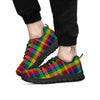 Plaid Rainbow Print Pattern Black Sneaker-grizzshop